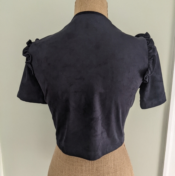 Navy blue suede beaded bolero top - Picture 4 of 4